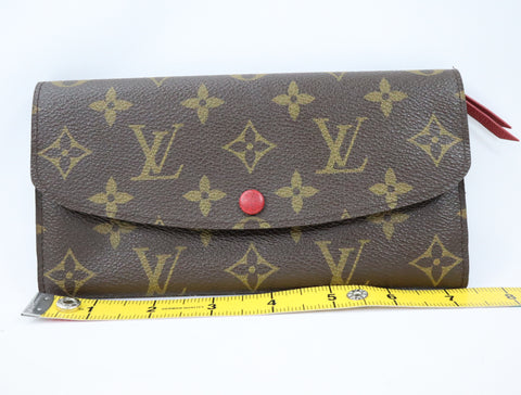 Pre-Owned #R12161 Louis Vuitton Monogram Portefeuille Emilie Long Wallet Red M60136