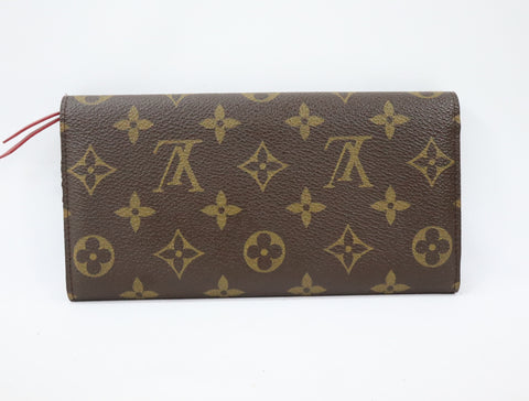 Pre-Owned #R12161 Louis Vuitton Monogram Portefeuille Emilie Long Wallet Red M60136
