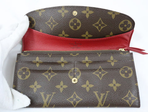 Pre-Owned #R12161 Louis Vuitton Monogram Portefeuille Emilie Long Wallet Red M60136