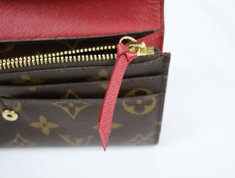 Pre-Owned #R12161 Louis Vuitton Monogram Portefeuille Emilie Long Wallet Red M60136