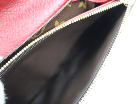 Pre-Owned #R12161 Louis Vuitton Monogram Portefeuille Emilie Long Wallet Red M60136