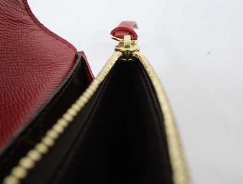Pre-Owned #R12161 Louis Vuitton Monogram Portefeuille Emilie Long Wallet Red M60136