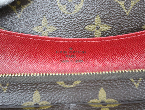 Pre-Owned #R12161 Louis Vuitton Monogram Portefeuille Emilie Long Wallet Red M60136