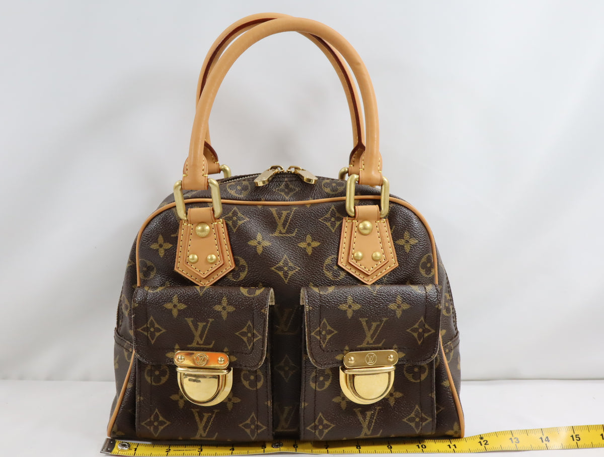 Pre-Owned #BP2540 Louis Vuitton Monogram Manhattan PM Hand Bag Brown M40026