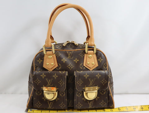 Pre-Owned #BP2540 Louis Vuitton Monogram Manhattan PM Hand Bag Brown M40026