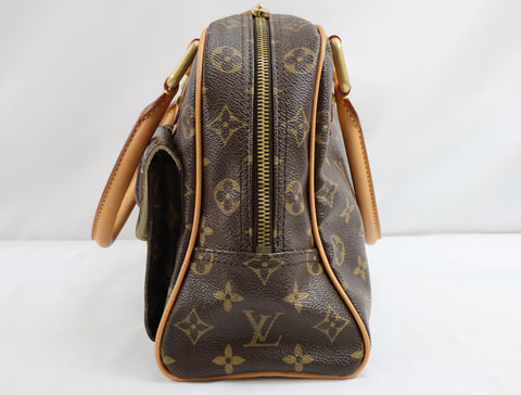 Pre-Owned #BP2540 Louis Vuitton Monogram Manhattan PM Hand Bag Brown M40026