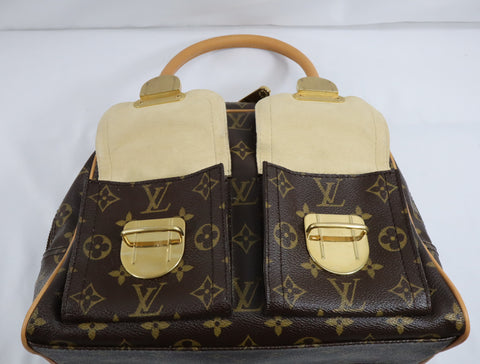 Pre-Owned #BP2540 Louis Vuitton Monogram Manhattan PM Hand Bag Brown M40026
