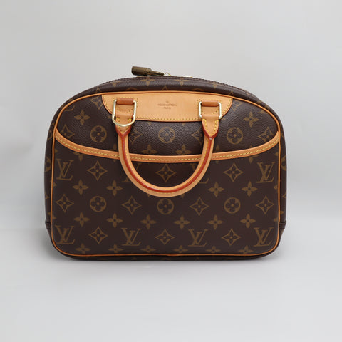 Pre-Owned #2224 Louis Vuitton Monogram Trouville Handbag Brown M42228 