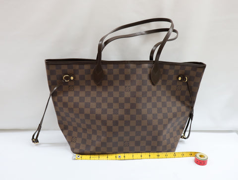 Pre-Owned #BP2053 Louis Vuitton Damier Ebene Neverfull MM Tote Bag N51105
