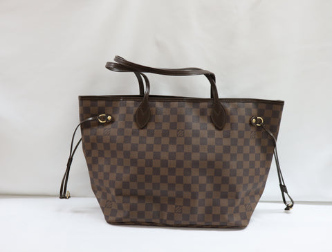 Pre-Owned #BP2053 Louis Vuitton Damier Ebene Neverfull MM Tote Bag N51105