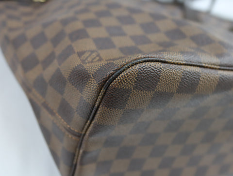Pre-Owned #BP2053 Louis Vuitton Damier Ebene Neverfull MM Tote Bag N51105