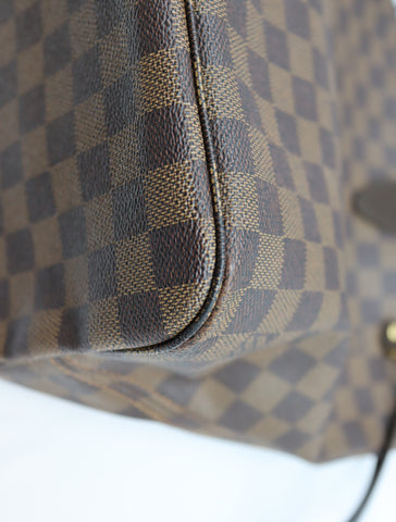 Pre-Owned #BP2053 Louis Vuitton Damier Ebene Neverfull MM Tote Bag N51105