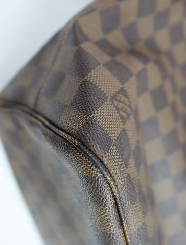 Pre-Owned #BP2053 Louis Vuitton Damier Ebene Neverfull MM Tote Bag N51105