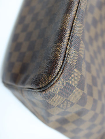 Pre-Owned #BP2053 Louis Vuitton Damier Ebene Neverfull MM Tote Bag N51105