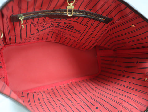 Pre-Owned #BP2053 Louis Vuitton Damier Ebene Neverfull MM Tote Bag N51105