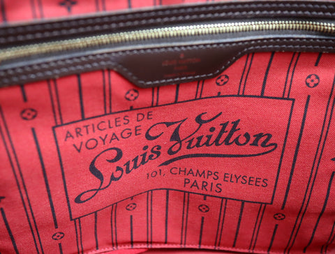 Pre-Owned #BP2053 Louis Vuitton Damier Ebene Neverfull MM Tote Bag N51105