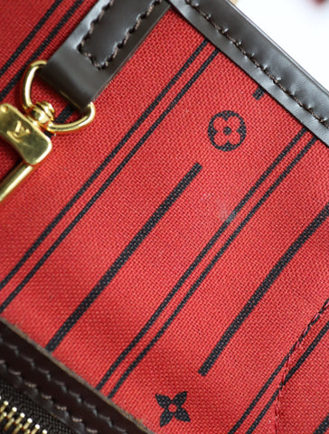 Pre-Owned #BP2053 Louis Vuitton Damier Ebene Neverfull MM Tote Bag N51105