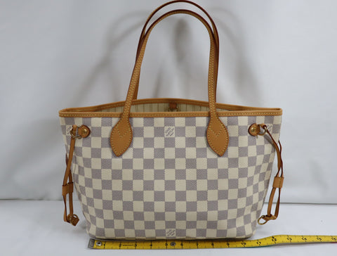 Pre-Owned #BP011316 Louis Vuitton Damier Azur Neverfull PM Tote Bag N51110 with pouch
