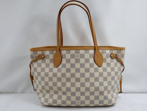 Pre-Owned #BP011316 Louis Vuitton Damier Azur Neverfull PM Tote Bag N51110 with pouch
