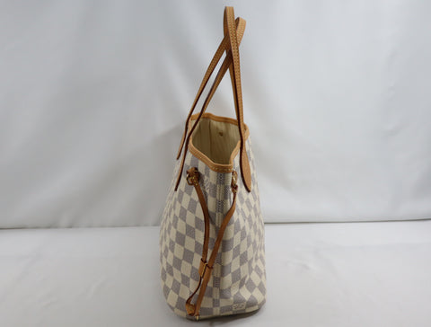 Pre-Owned #BP011316 Louis Vuitton Damier Azur Neverfull PM Tote Bag N51110 with pouch