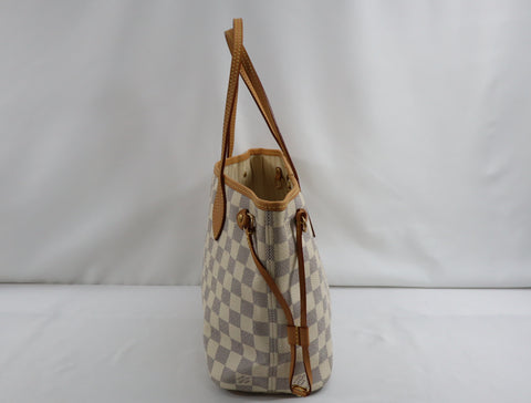 Pre-Owned #BP011316 Louis Vuitton Damier Azur Neverfull PM Tote Bag N51110 with pouch