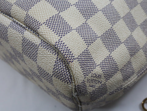 Pre-Owned #BP011316 Louis Vuitton Damier Azur Neverfull PM Tote Bag N51110 with pouch