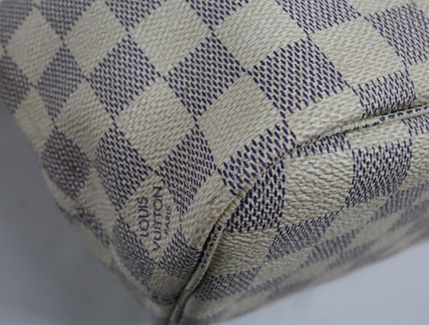 Pre-Owned #BP011316 Louis Vuitton Damier Azur Neverfull PM Tote Bag N51110 with pouch