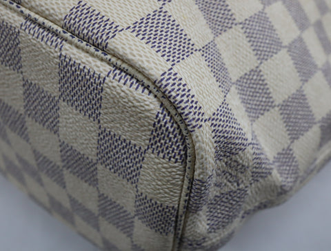 Pre-Owned #BP011316 Louis Vuitton Damier Azur Neverfull PM Tote Bag N51110 with pouch