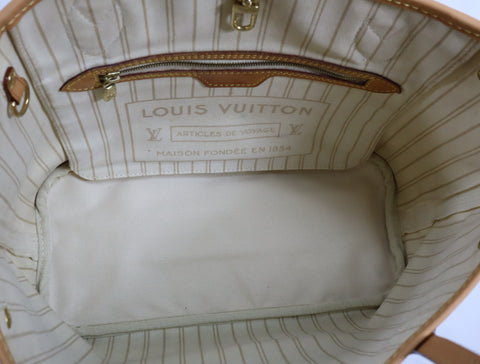 Pre-Owned #BP011316 Louis Vuitton Damier Azur Neverfull PM Tote Bag N51110 with pouch