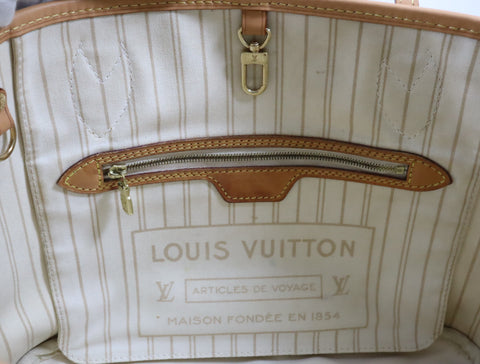 Pre-Owned #BP011316 Louis Vuitton Damier Azur Neverfull PM Tote Bag N51110 with pouch