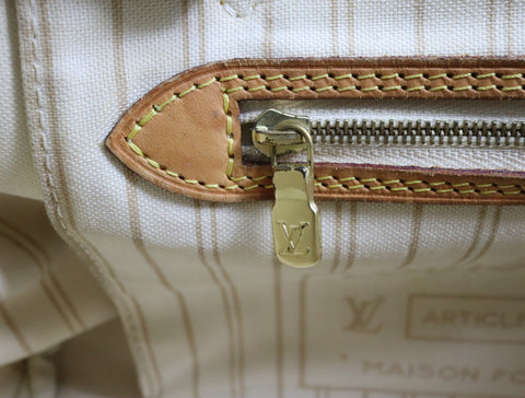 Pre-Owned #BP011316 Louis Vuitton Damier Azur Neverfull PM Tote Bag N51110 with pouch