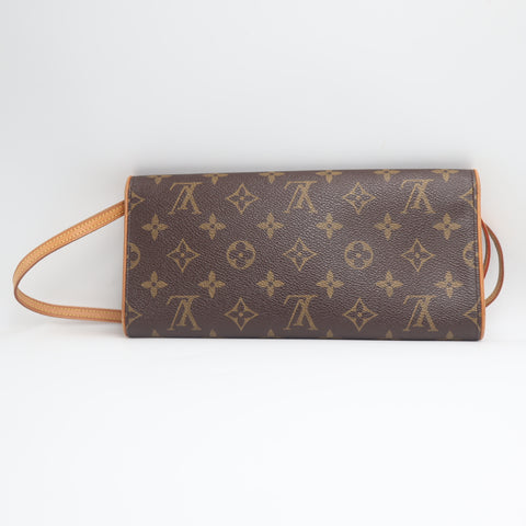 Pre-Owned #71527 Louis Vuitton Monogram Pochette Twin GM 2Way Crossbody Bag Clutch Bag Brown M51852