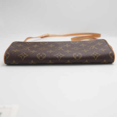 Pre-Owned #71527 Louis Vuitton Monogram Pochette Twin GM 2Way Crossbody Bag Clutch Bag Brown M51852