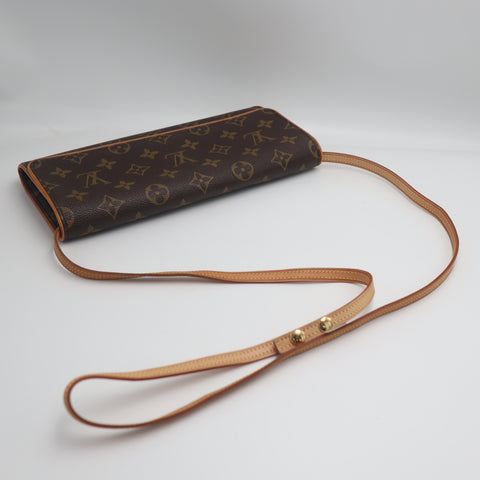 Pre-Owned #71527 Louis Vuitton Monogram Pochette Twin GM 2Way Crossbody Bag Clutch Bag Brown M51852