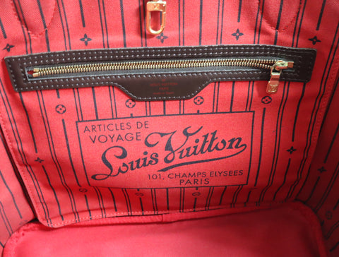 Pre-Owned #BP509-4 Louis Vuitton Damier Ebene Neverfull MM Tote Bag N51105