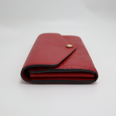 Pre-Owned #2256 Louis Vuitton Monogram Portefeuille Sarah  Empreinte Long Wallet Red M62213