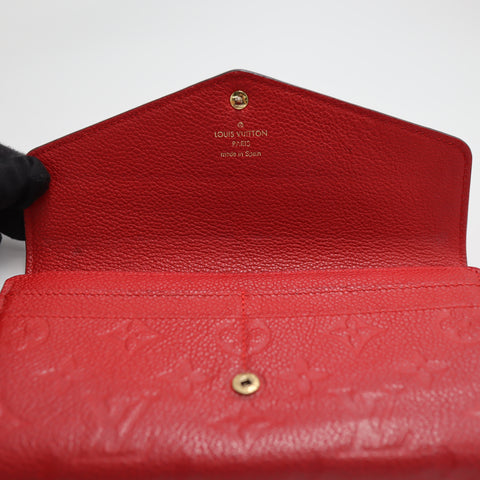 Pre-Owned #2256 Louis Vuitton Monogram Portefeuille Sarah  Empreinte Long Wallet Red M62213