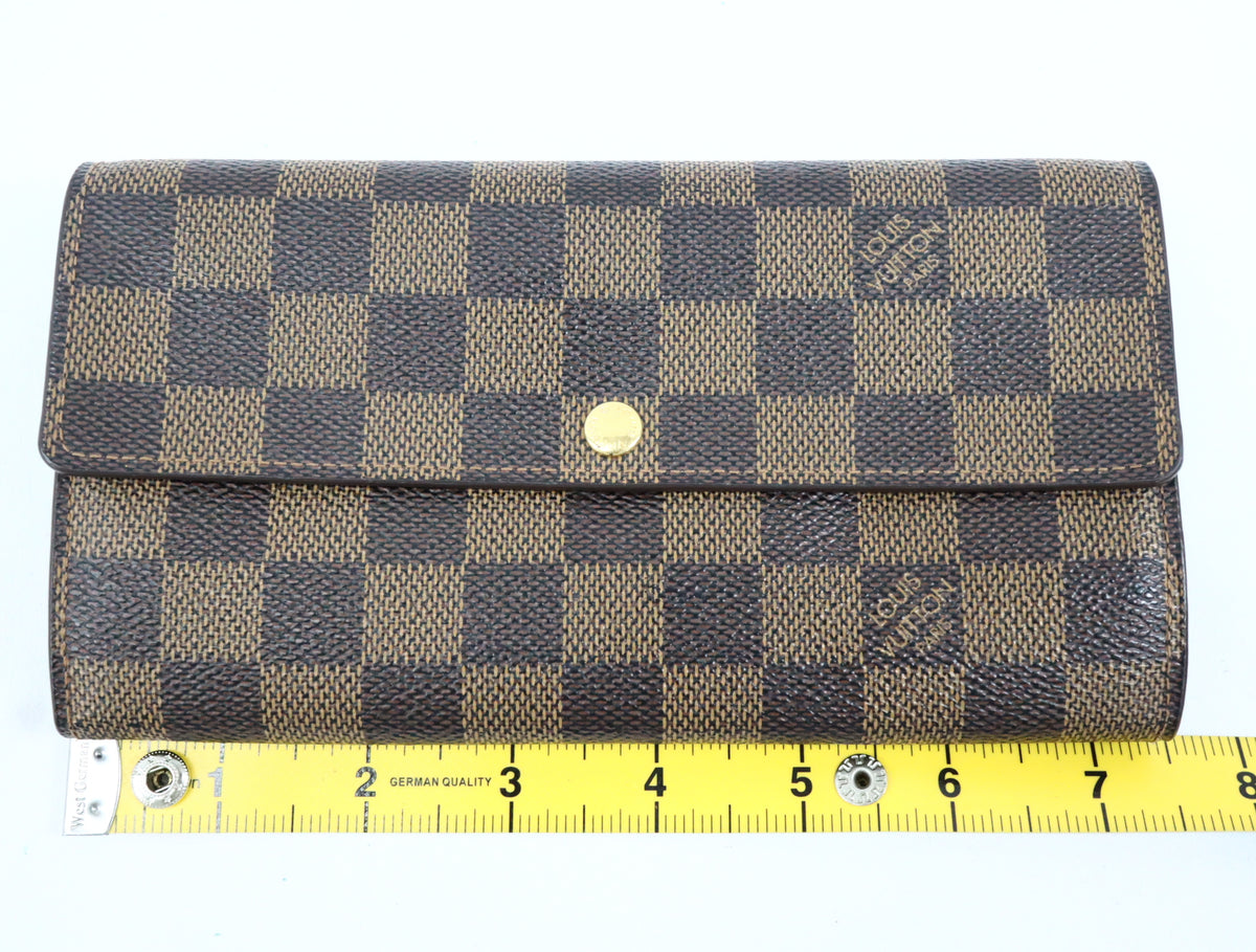 Pre-Owned #R12181 Louis Vuitton Damier Ebene Portefeuille Sarah Long Wallet N61734