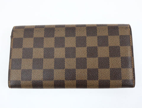 Pre-Owned #R12181 Louis Vuitton Damier Ebene Portefeuille Sarah Long Wallet N61734
