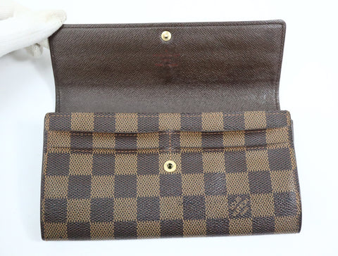 Pre-Owned #R12181 Louis Vuitton Damier Ebene Portefeuille Sarah Long Wallet N61734