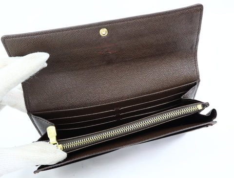 Pre-Owned #R12181 Louis Vuitton Damier Ebene Portefeuille Sarah Long Wallet N61734