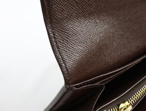 Pre-Owned #R12181 Louis Vuitton Damier Ebene Portefeuille Sarah Long Wallet N61734