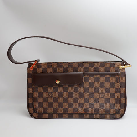 Pre-Owned #72537 Louis Vuitton Damier Aubagne Shoulder Bag Brown N51129