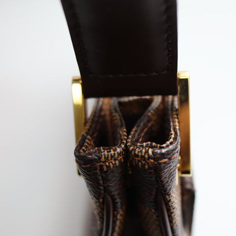 Pre-Owned #72537 Louis Vuitton Damier Aubagne Shoulder Bag Brown N51129