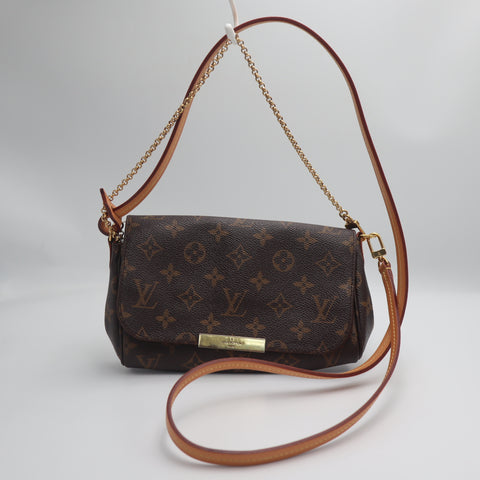 Pre-Owned #2003 Louis Vuitton Monogram Favorite PM Chain Shoulder Crossbody Bag Brown M40717