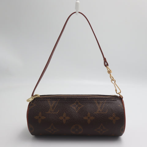 Pre-Owned #71347 Louis Vuitton Monogram Papillon Baby Pouch Handbag Brown