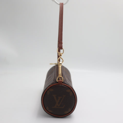 Pre-Owned #71347 Louis Vuitton Monogram Papillon Baby Pouch Handbag Brown