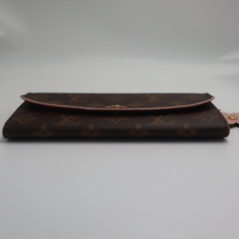 Pre-Owned #71615 Louis Vuitton Monogram Portefeuille Emily Flower Long Wallet Brown x Hot Pink M68313