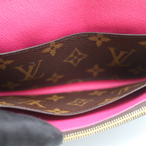 Pre-Owned #71615 Louis Vuitton Monogram Portefeuille Emily Flower Long Wallet Brown x Hot Pink M68313