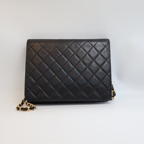 Pre-owned #90152 CHANEL Matelassé Chain Shoulder Bag | Push-Lock | Lambskin | Black | 5 Series (1997–1999) | Gold Hardware | Vintage